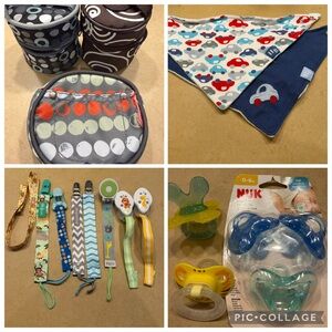 Baby Boy Pacifier and Accessories Bundle of 16